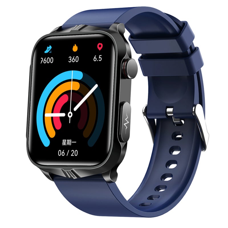 Smart Watch: Blue Silicone Strap - Multifunctional Health Monitoring Sports Watch Waterproof - Remote Care, Long Battery Life for Daily Use, Sports Enthusiasts - Image 1