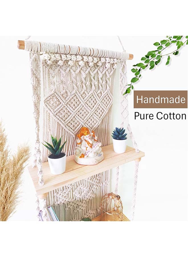 انتيكيانو رف مكرمية معلق على الحائط، ديكور الفاخر المنسوج يدويًا 104x43 - Image 2