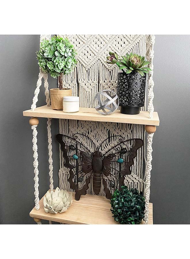 انتيكيانو رف مكرمية معلق على الحائط، ديكور الفاخر المنسوج يدويًا 104x43 - Image 3