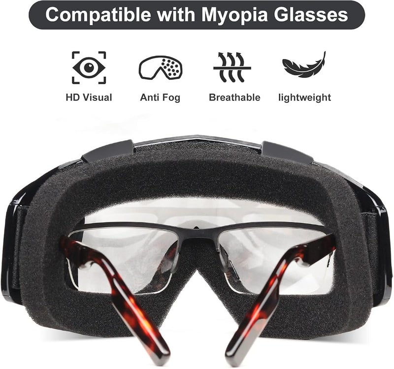 Excefore Motorcycle Goggles Detachable Face Mask, Airsoft Mask Full Face,Protective Gear Compatible with Helmet for Men Women Kids Youth,Detachable Clear Goggles for Motorcycle ATV Dirt Bike - Image 4