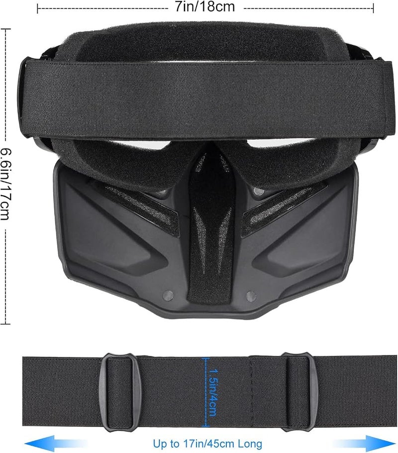 Excefore Motorcycle Goggles Detachable Face Mask, Airsoft Mask Full Face,Protective Gear Compatible with Helmet for Men Women Kids Youth,Detachable Clear Goggles for Motorcycle ATV Dirt Bike - Image 5