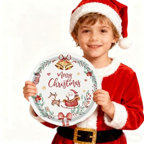BlingRoKi 125PCS Christmas Party Paper Plates and Napkins Forks Cups Set for 20 Guests, Santa Claus Snowman Disposable Dinnerware Set Party Supplies (White) - Image 5