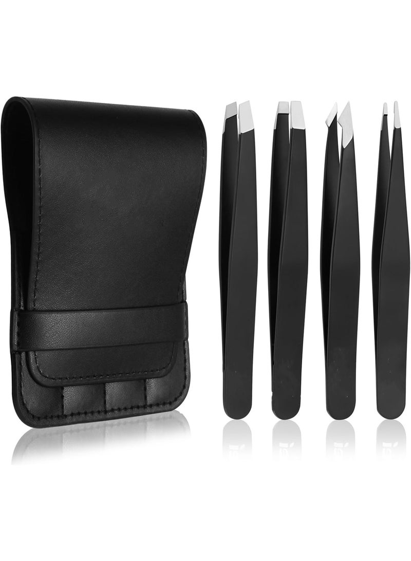 Tweezers Set - Professional Stainless Steel Tweezers For Eyebrows - Great Precision For Facial Hair,Ingrown Hair Removal - Image 1