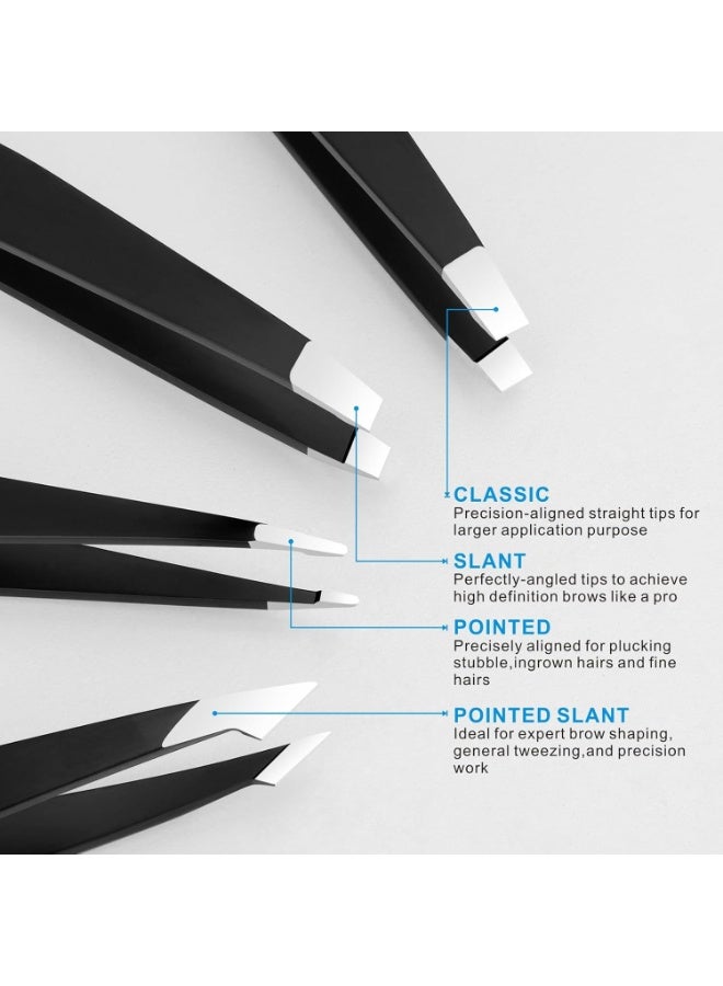 Tweezers Set - Professional Stainless Steel Tweezers For Eyebrows - Great Precision For Facial Hair,Ingrown Hair Removal - Image 2