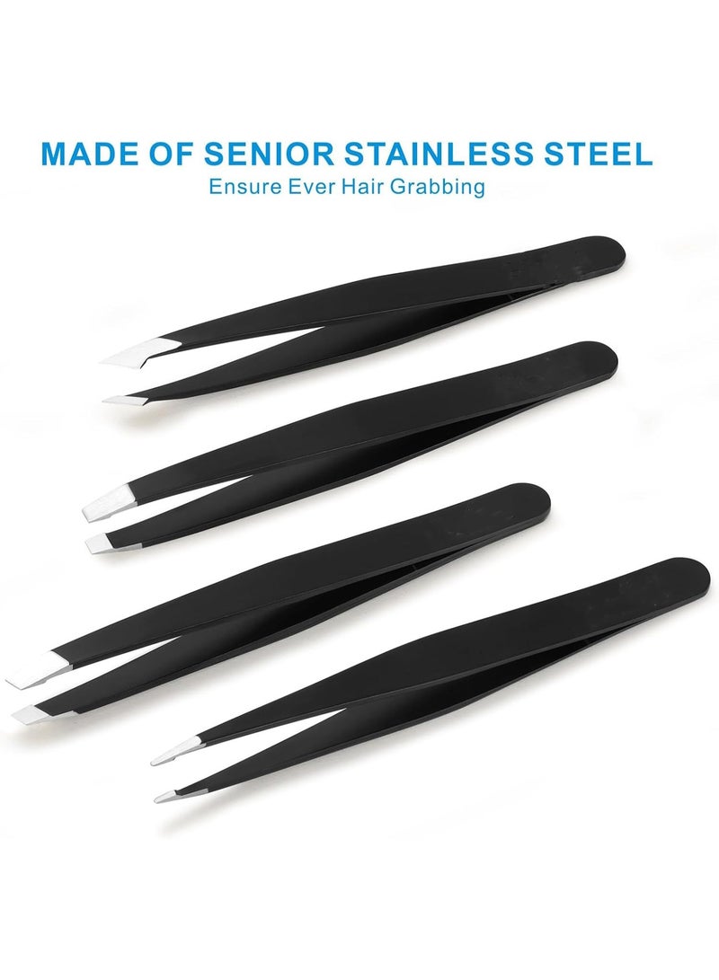 Tweezers Set - Professional Stainless Steel Tweezers For Eyebrows - Great Precision For Facial Hair,Ingrown Hair Removal - Image 3