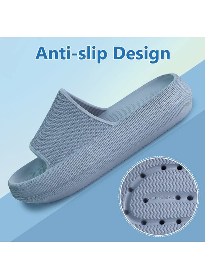 KOUECI Kids Cloud Slides Sandals Boys Girls Thick Sole Shower Slippers Non-slip Bathroom Pillow Sandals Comfy Indoor and Outdoor, Blue, 12 Little Kid - Image 3