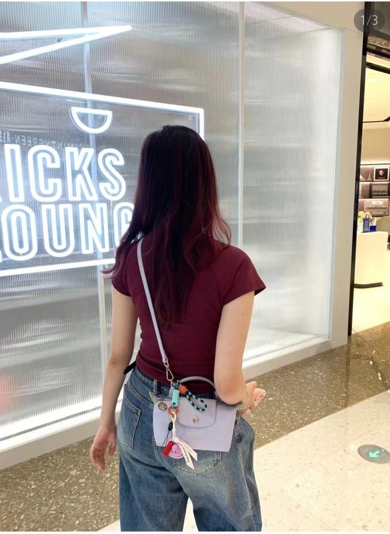 لونج شامب longchamp السيدات حقيبة يد ، حقيبة الكتف ، أزرق فاتح حقيبة صغيرة  - Image 2
