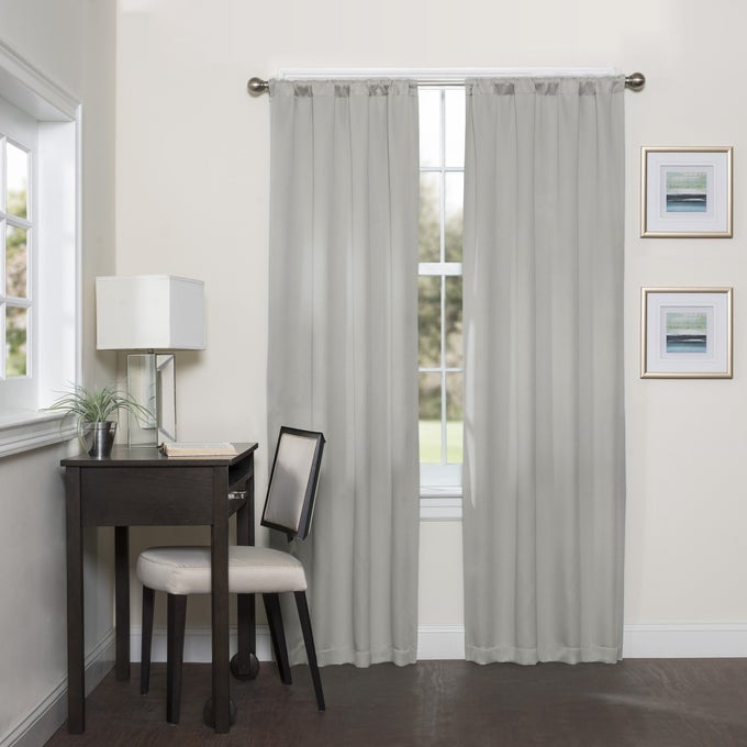 BLACKOUT CURTAINS FOR BEDROOMDARRELL 37 X 63 INSULATED DARKENING SINGLE PANEL ROD POCKET WINDOW TREATMENT LIVING ROOM GREY