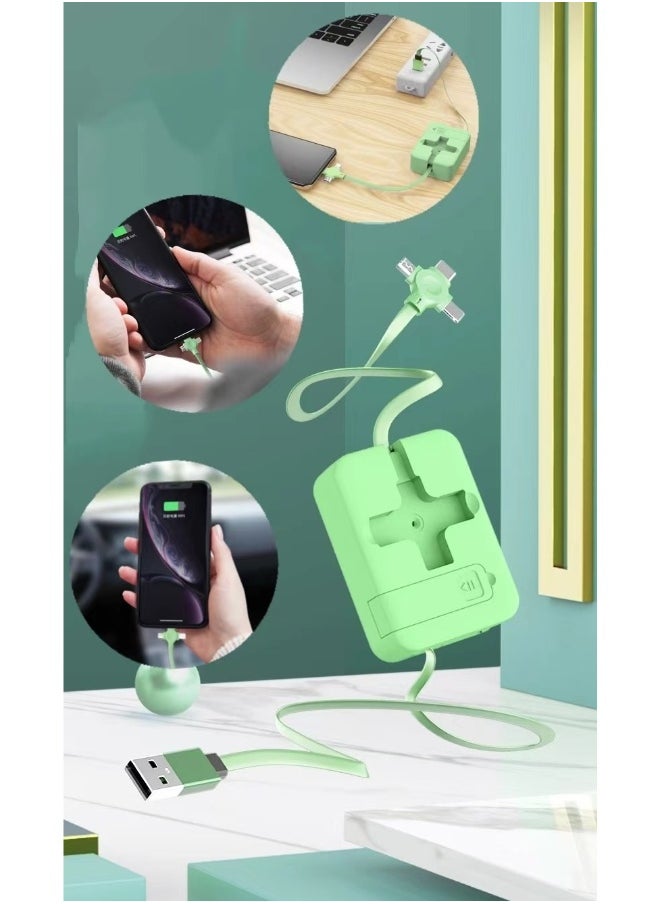 1 Pack 3 in 1 Multi Retractable Charging Cable, Three in One Charging Cable Roll, Multi Retractable USB Cable Charger Cable with Micro USB IP Type C Connectors