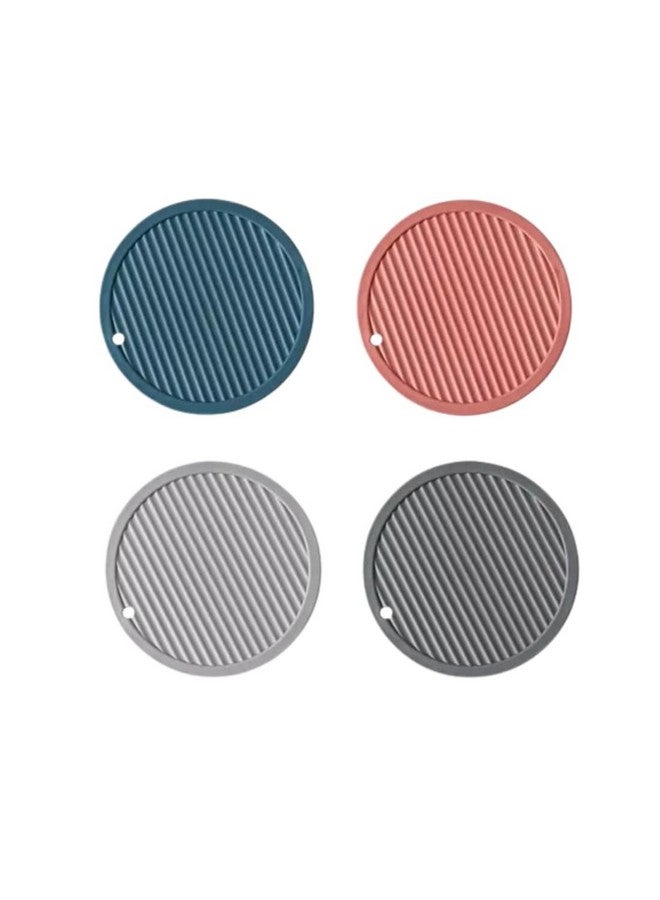 NAIDEV Silicone PVC Coasters Set -Foldable, Non-Slip and Modern Design Heat-Resistant Drink Mats - Stylish Table Protective Flexible, Lightweight and Durable Kitchen Tools - Multicolor Round - 4 - Image 1