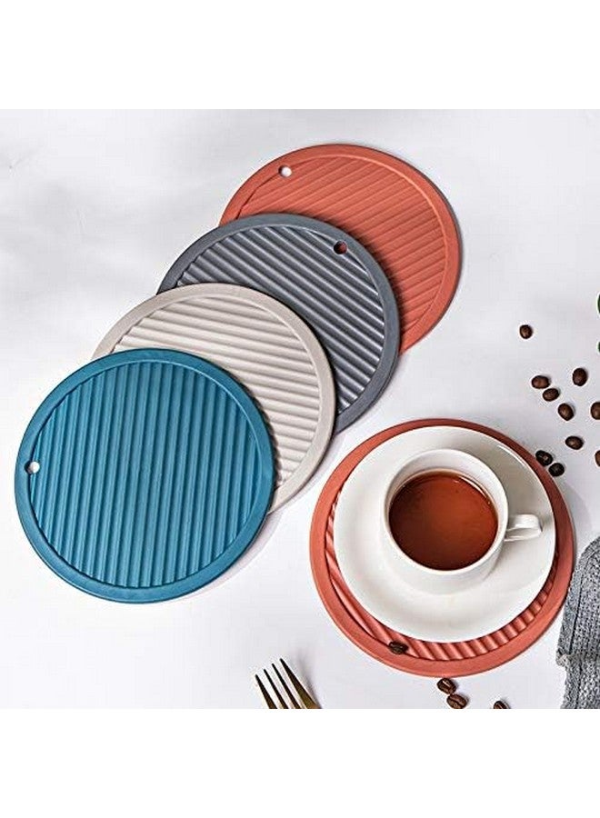 NAIDEV Silicone PVC Coasters Set -Foldable, Non-Slip and Modern Design Heat-Resistant Drink Mats - Stylish Table Protective Flexible, Lightweight and Durable Kitchen Tools - Multicolor Round - 4 - Image 2