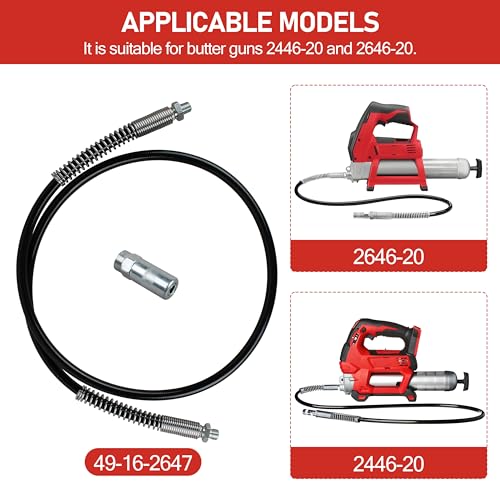 Cawla 49162647 Grease Gun Hose for Milwauke M18 Grease Gun Hose Replacement Milwauke M12 Grease Gun Hose With Grease Gun tips - Image 3