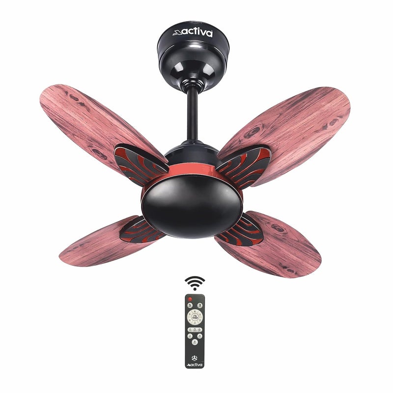Activa Premium Series Lotus 600 MM Noiseless 850 RPM High Speed BLDC Motor (28 Watts) with Remote control Wood Ceiling Fan With Wooden Finish come with 5 Years Warranty (SmokeWood) - Image 1
