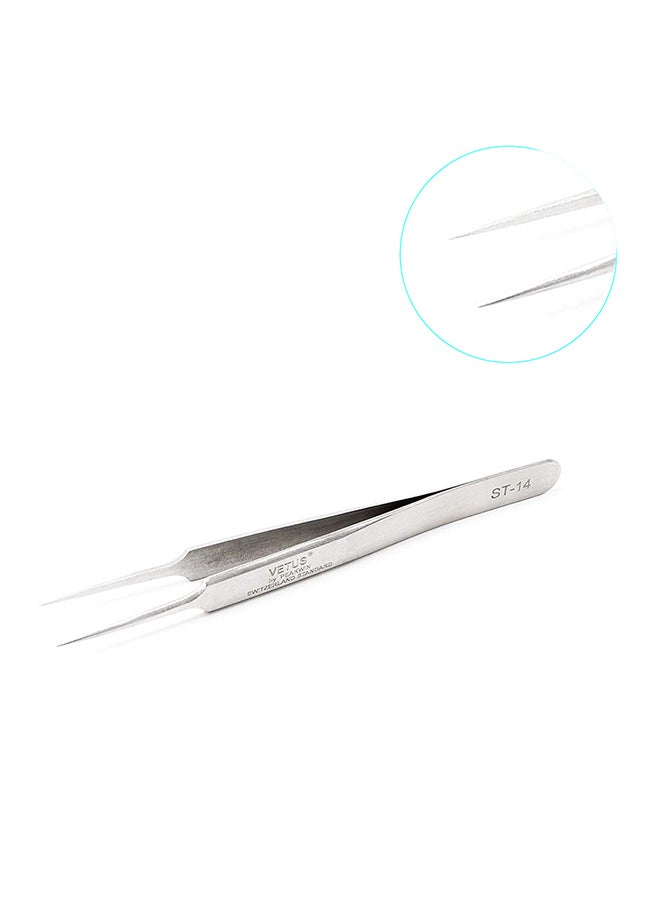 IOLITE ملقط رموش مضاد للكهرباء الساكنة من الفولاذ المقاوم للصدأ، أداة التقاط الرموش الصناعية، ملقط رموش صناعي من الفولاذ المقاوم للصدأ، طرف فائق الدقة 110 مم - Image 2