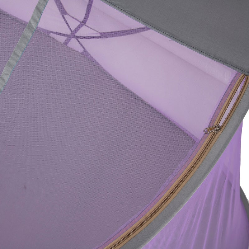 KUNKUN® Foldable Polyester Maharani net Standard Quality of Single Bed Mosquito Net (L-215× B-102× H-90) Purple - Image 3