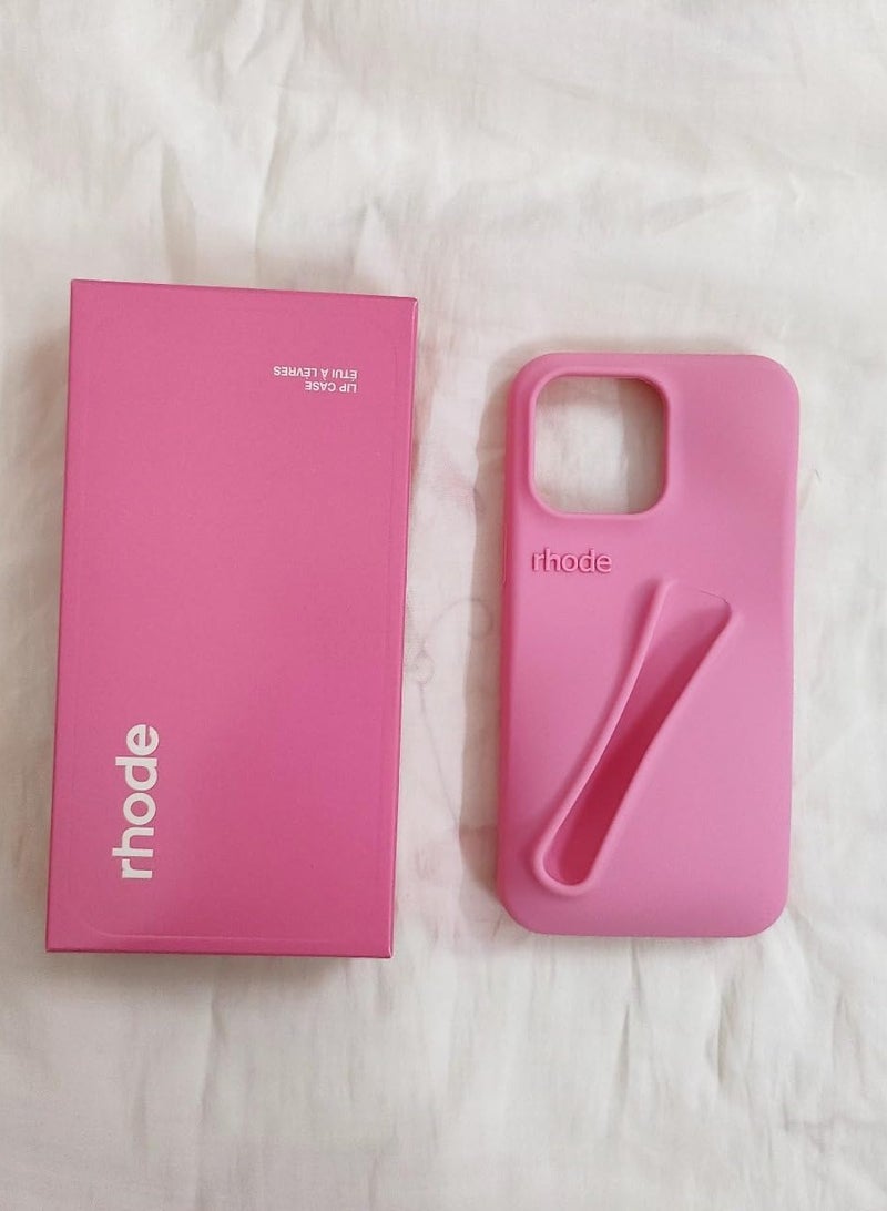 rhode iPhone 16  Silicone Case Lip Holder for Cell Phone, Lip Gloss Adhesive Sleeve for Phone, Lip Holder Stick-on Phone Case, Back Stick On Holder for iPhone Phones (DARK PINK) - Image 1