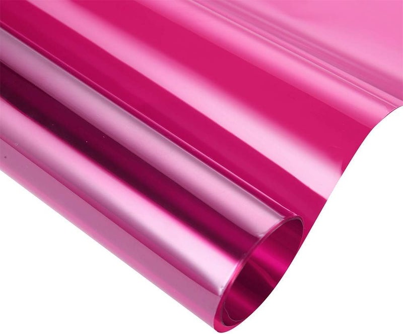 SUMAGITIN Transparent Decorative Window Film Anti UV Colorful Adhesive Vinyl Heat Insulation Solar Window Tinting Sheets Glass Film for Christmas Home Decoration, 17.7Inch x 78.7Inch, Dark Pink - Image 1