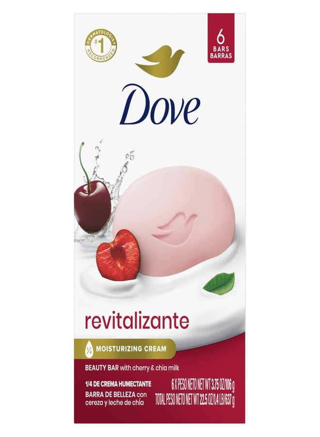 Dove صابون دوف بيوتي بار المنعش بالكرز وحليب الشيا، لبشرة متجددة، 6 قطع طاقة للبشرة 3.75 أونصة - Image 1