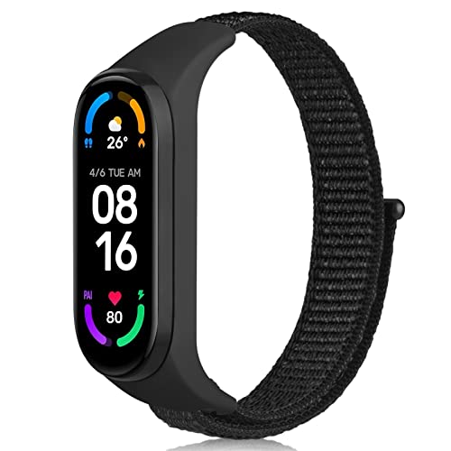 Tobfit Nylon Strap Compatible for Xiaomi Band 3/4 / 5/6 / Amazfit Band 5 (Watch Not Included), Removable Sport Belt for Men and Women (Lime) - Image 1