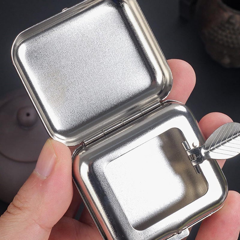 Portable Metal Ashtray With Lid Mini Travel Cigar Ashtray For Outdoor Patio And Automotive Use Silver - Image 5