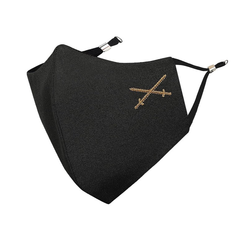 MASQ قناع وجه من Q-One Swords 4 طبقات، قابل لإعادة الاستخدام، مع مثبتات أذن، مضاد للبكتيريا (BFE>99%) من قماش القطن للرجال والأولاد (أسود-أخضر زيتوني) - Image 3
