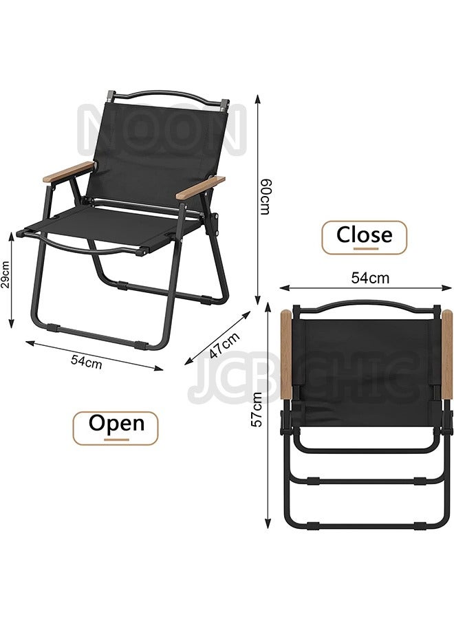 JCB CHIC Camp Chair, Portable Outdoor Wide Folding Camping Chairs, Ultralight Beach Chair with Wooden Handle for Picnic Lawn Leisure Park Travel Hiking Fishing, Foldable Chairs - Image 2