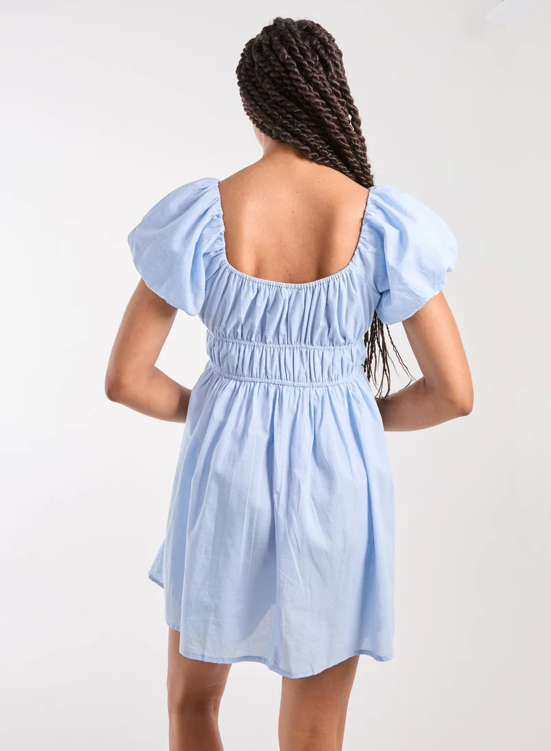 Pink Vanilla Puff Sleeve Mini Dress with Shorts