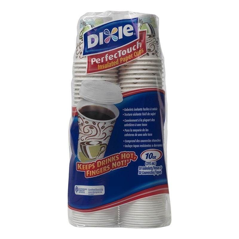 Dixie hot cups 10 ounce with lids combo pack, 50 w, Coffee Haze - Image 2