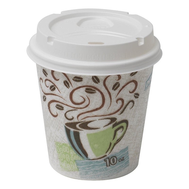 Dixie hot cups 10 ounce with lids combo pack, 50 w, Coffee Haze - Image 1