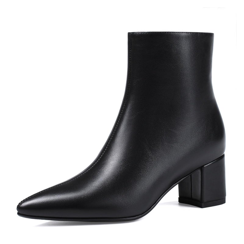 Abbleet Women's Ankle Boots Pointed Toe Chunky Block Heel Short Boots for Women Low Heeled Bootiesï¼ˆBlack,7.5ï¼‰ - Image 1