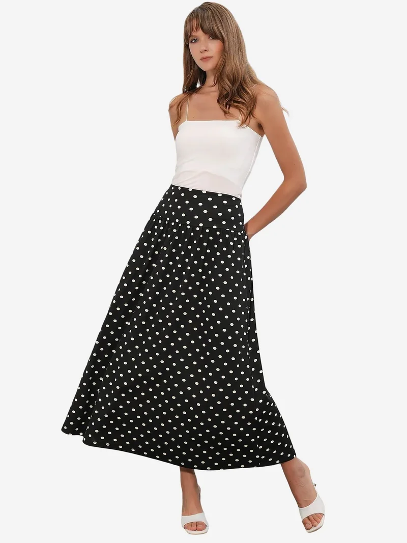 Big Dart Black BDART High-Waist Polka Dot Maxi Skirt for Women | Best Price UAE