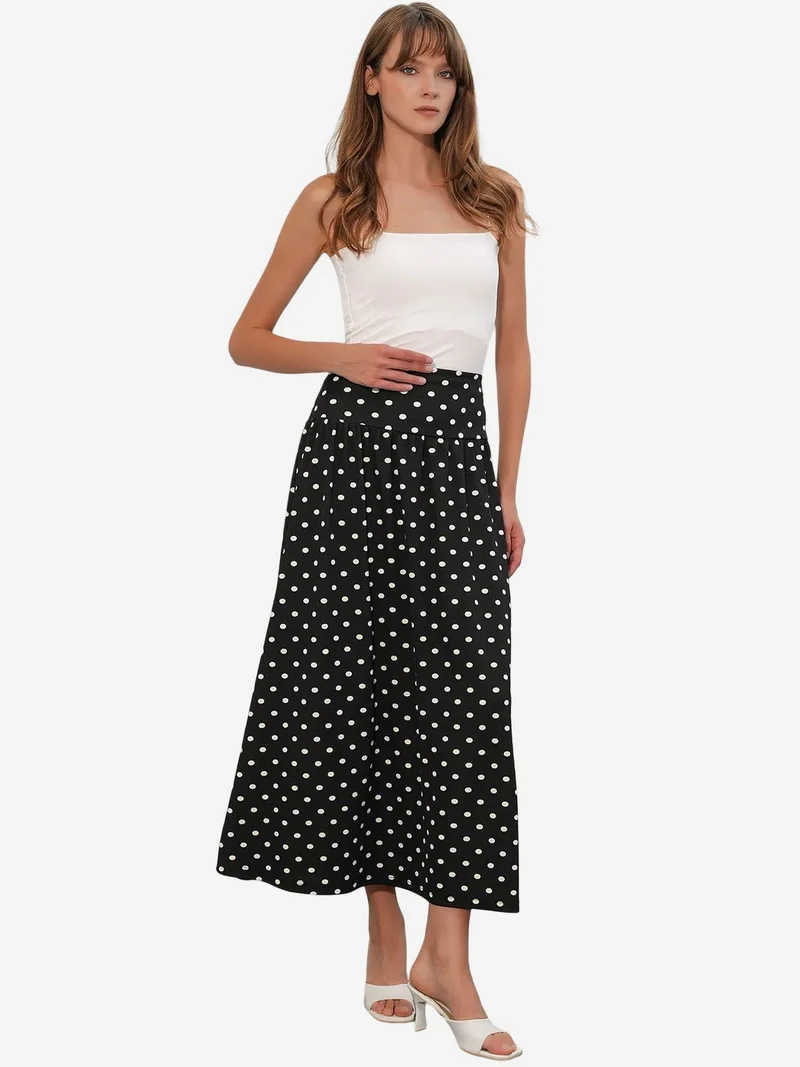Big Dart Black BDART High-Waist Polka Dot Maxi Skirt for Women | Best Price UAE