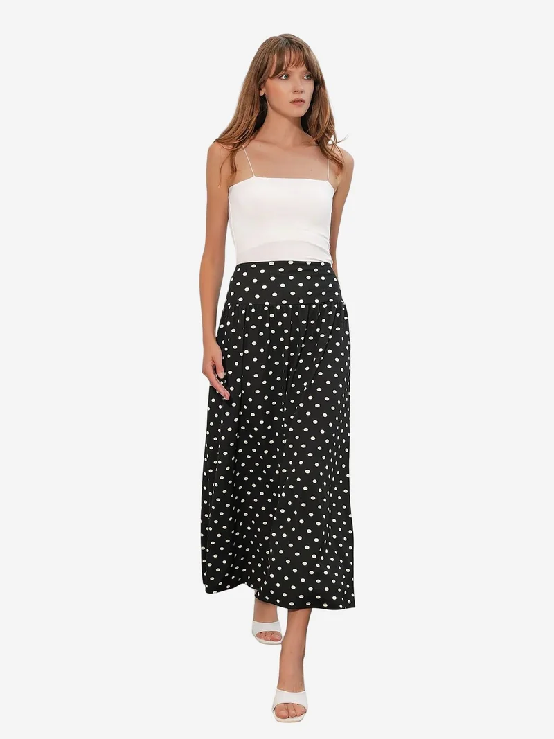 Big Dart Black BDART High-Waist Polka Dot Maxi Skirt for Women | Best Price UAE
