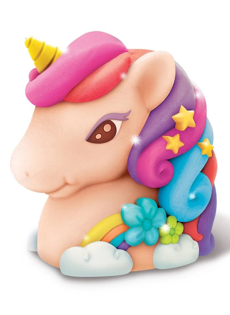 4M KidzMaker Paint Your Own Mini Glitter Unicorn Bank – DIY Craft Kit with Ceramic Unicorn, Glitter, Paints, and Brush to Decorate and Save Coins – Creative Activity for Kids Ages 5+ | 00-04778 - Image 2