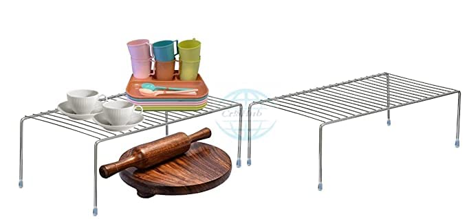 Cri8Hub 5 Pcs Heavy Stainless Steel Kitchen Dish Rack Expandable Storage Shelves for Kitchen Cabinets Multipurpose Organizer Extend with Anti-Rust Nano Coating (Pack of 5) - Image 2
