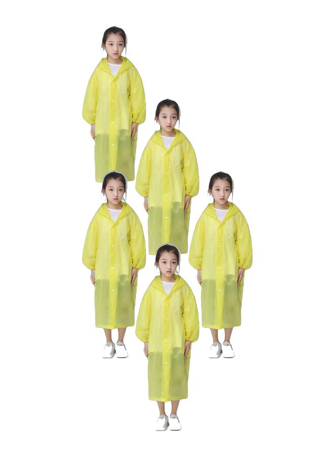 Kids Thick Reusable Hooded Raincoat Yellow - Image 1