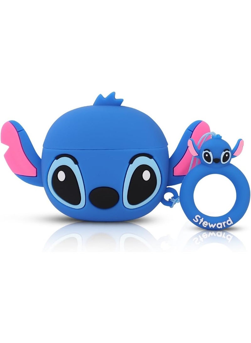 Cute Cartoon Compatible with AirPods 3rd Generation Protective Case (Blue Stitch Design with Big Ears) - Image 1