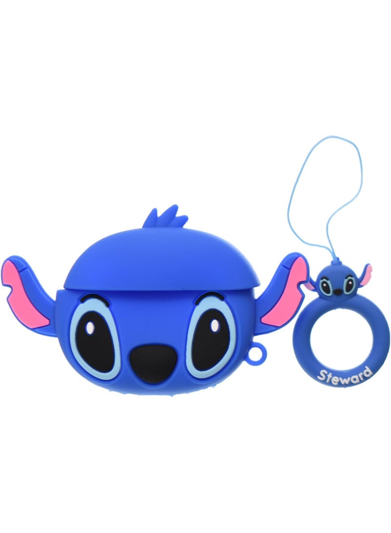 Cute Cartoon Compatible with AirPods 3rd Generation Protective Case (Blue Stitch Design with Big Ears) - Image 3