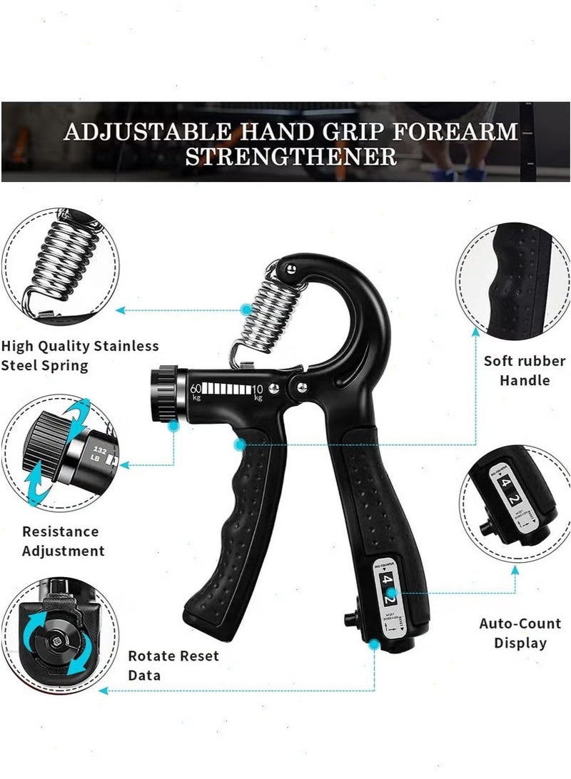 Yoawllty 5-Piece Hand Grip Strength Trainer Set, including a finger exerciser, stress ball, and forearm exercise ring, suitable for muscle training and post-injury rehabilitation. - Image 5