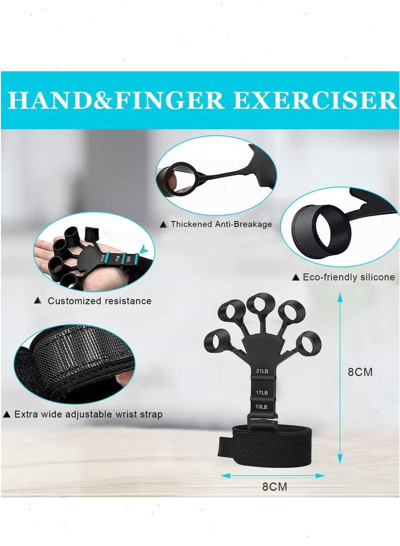Yoawllty 5-Piece Hand Grip Strength Trainer Set, including a finger exerciser, stress ball, and forearm exercise ring, suitable for muscle training and post-injury rehabilitation. - Image 3