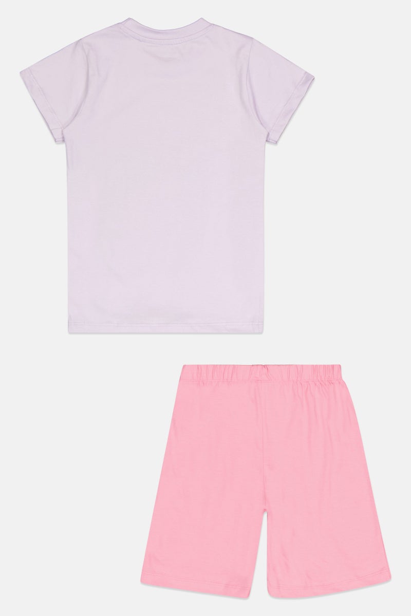 Disney Kids Girl Minnie Mouse Short Sleeves T-Shirt And Short Set, Multicolor - Image 2