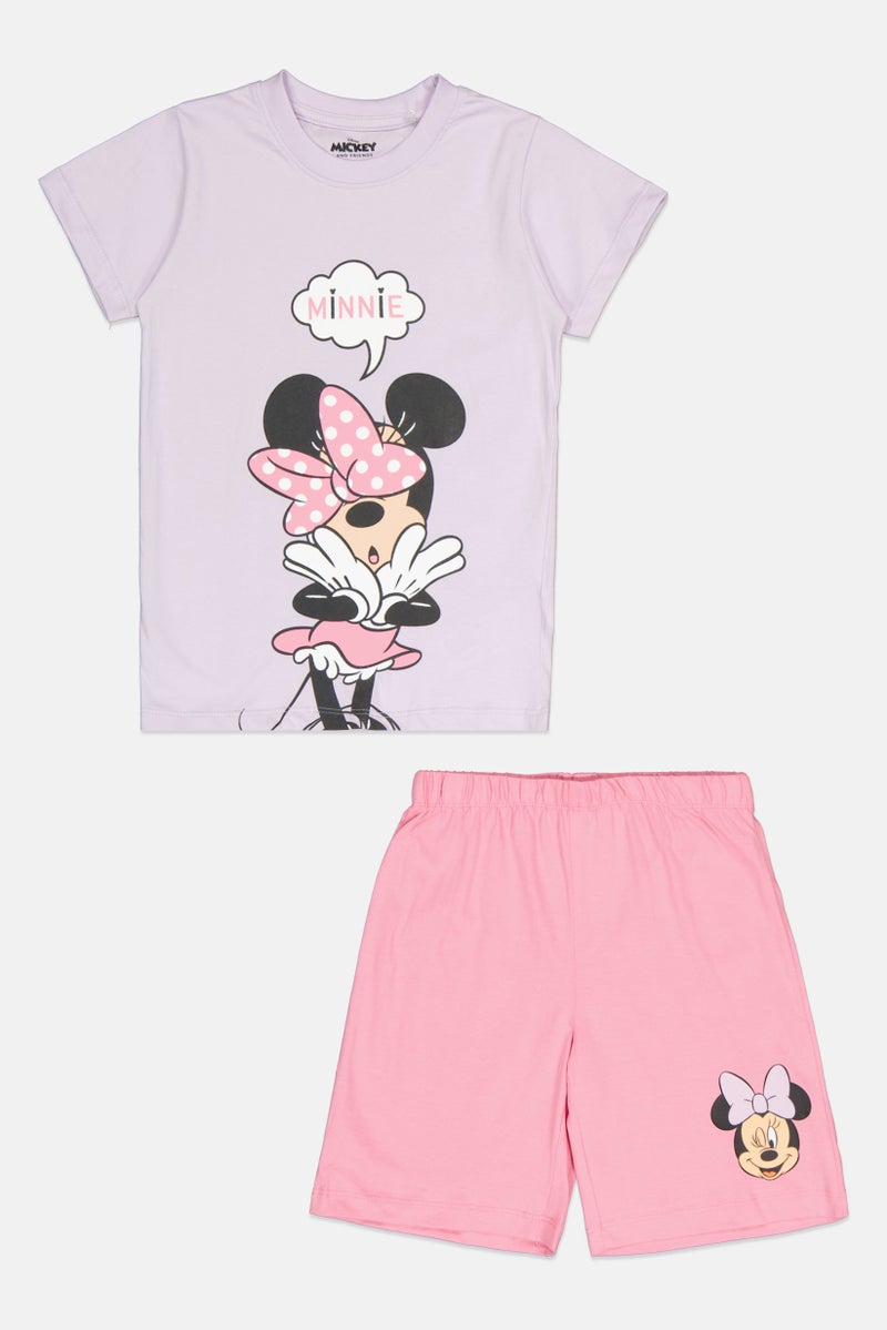 Disney Kids Girl Minnie Mouse Short Sleeves T-Shirt And Short Set, Multicolor - Image 1