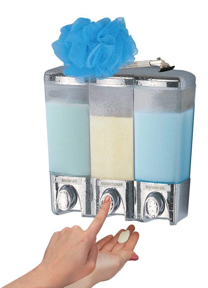 Better Living Better Living Products Clear Choice Shower 3 Shampoo and Soap Dispenser, 7.5" x 3.5" x 7.5, Chrome  - Image 1