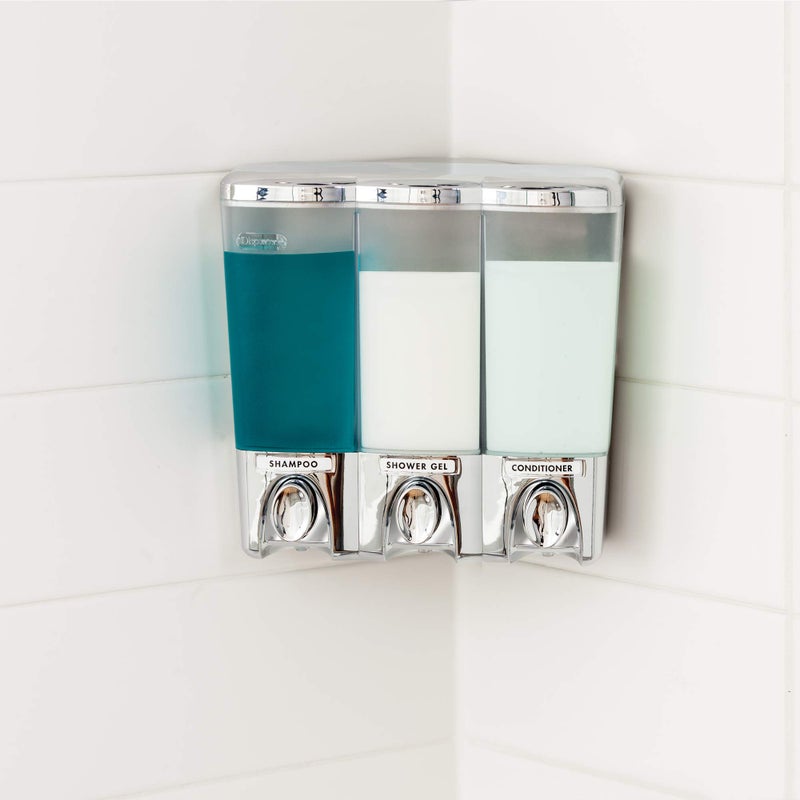 Better Living Better Living Products Clear Choice Shower 3 Shampoo and Soap Dispenser, 7.5" x 3.5" x 7.5, Chrome  - Image 2