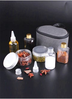 7-Pieces Portable Spice Jars Pouch BBQ Organizer Condiment Bottles Set Travel Containers With Carry Bag For Camping Barbecue Picnic Outdoor Indoor BBQ Set