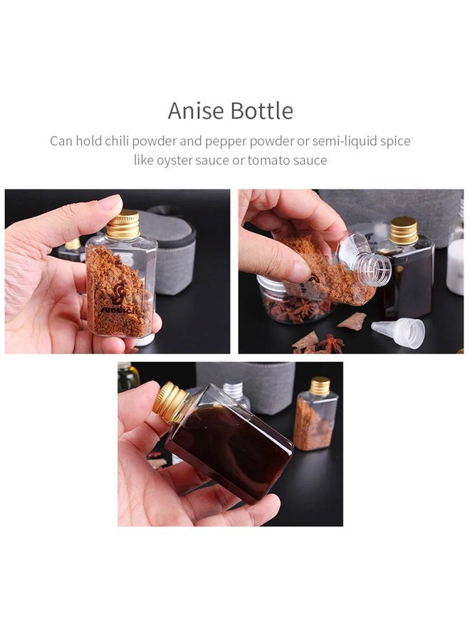 fashionhome - 7-Pieces Portable Spice Jars Pouch BBQ Organizer Condiment Bottles Set Travel Containers With Carry Bag For Camping Barbecue Picnic Outdoor Indoor BBQ Set - Image 1