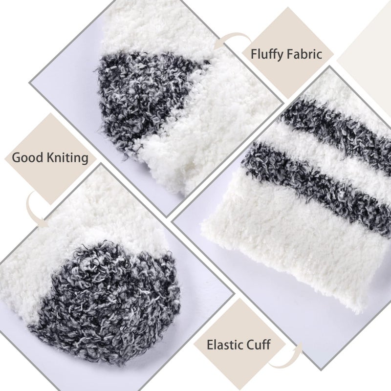 Premillow 3 Pairs Fuzzy Socks for Women, Winter Fluffy Socks Womens, Soft Cozy Warm Slipper Sock Home Sleeping Sock - Image 4