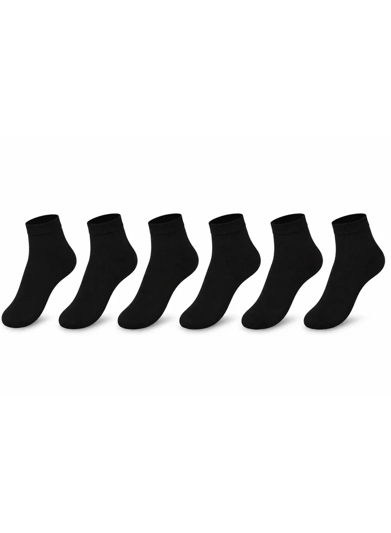 Ampm Mens Cotton-blended Low cut Sneaker Socks (PACK OF 6) Double cushioned Sole, Ultra-Soft touch, Secure Gentle Grip, Reinforced stitch, Skin Friendly - BLACK