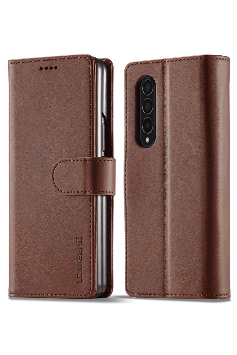 for Samsung Fold 7 leather flip case, wallet style retro style PU leather protective case - Image 1