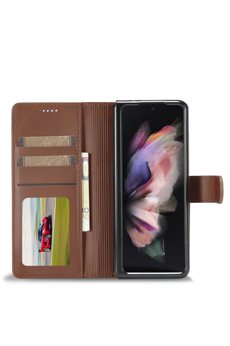 for Samsung Fold 7 leather flip case, wallet style retro style PU leather protective case - Image 2